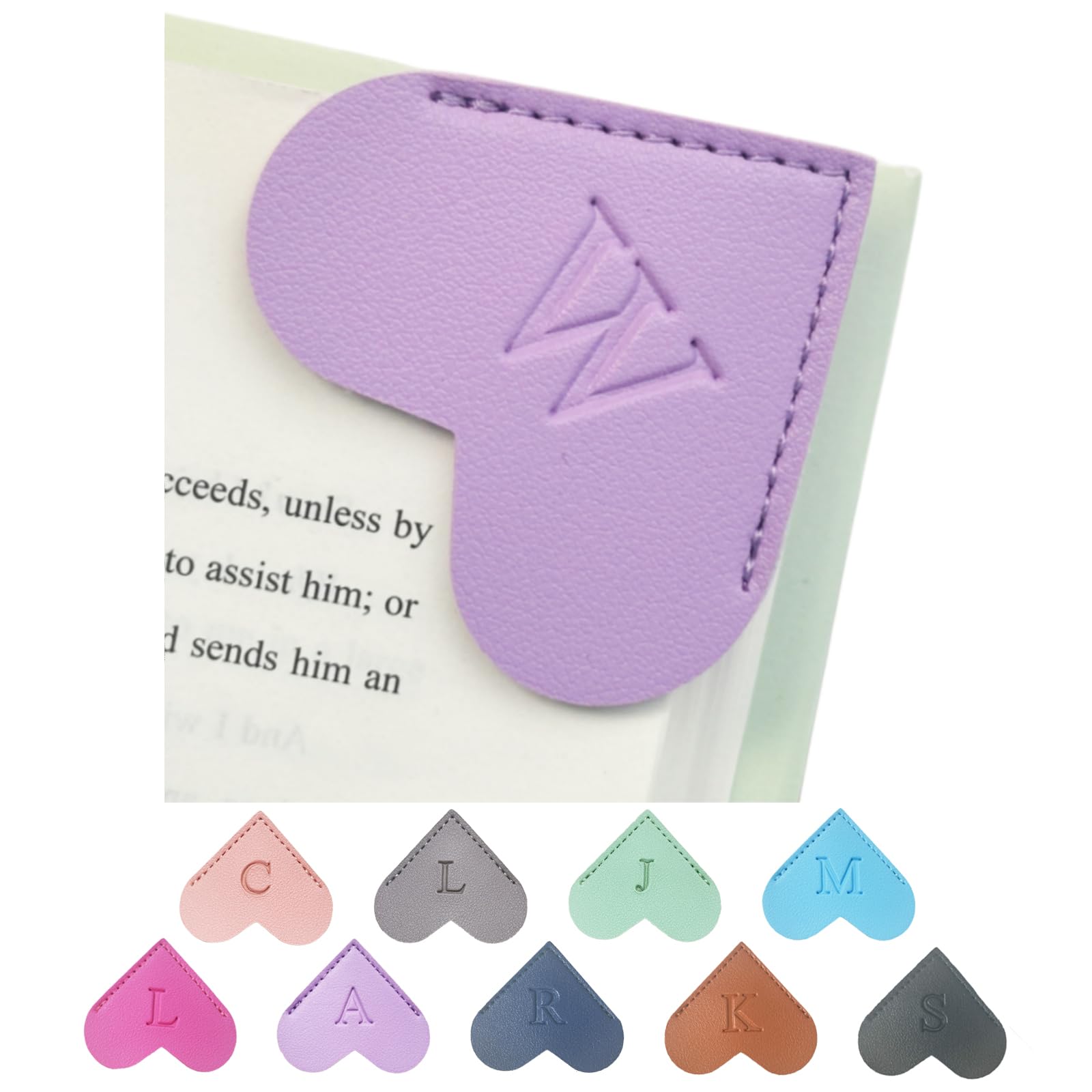 MOTEERLLU Personalized Leather Heart Bookmark with Initials, Handmade, Letter Cute Custom Corner Book Marks for Reading Women, Teachers, Students,