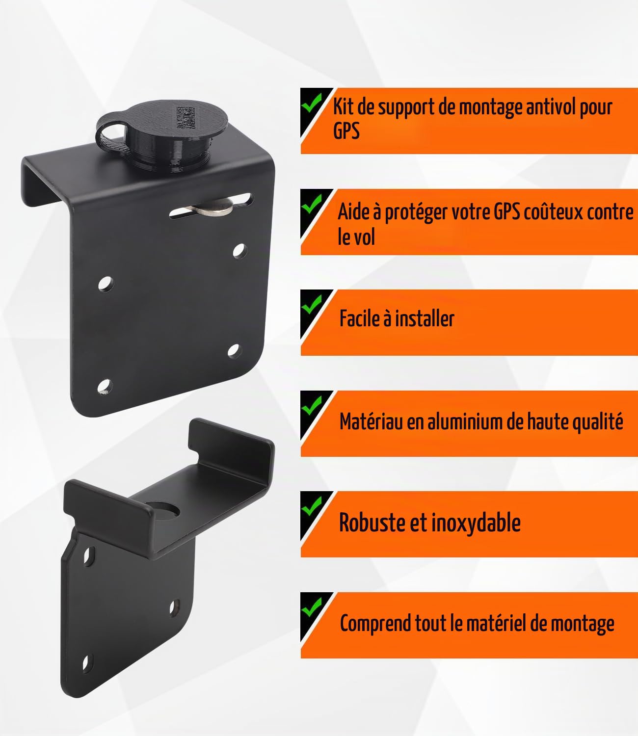 pour GPS Garmin Zumo XT / XT2 avec Le kit de Support de Verrouillage GPS Original Garmin – Matériel de Montage de sécurité antivol – Aluminium Noir