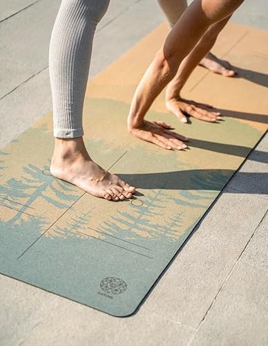 Miniatura 7 de Esterilla de yoga de corcho con base de goma natural, tamaño extra, grosor y soporte, excelente cojín y agarre, antideslizante, no tóxico,