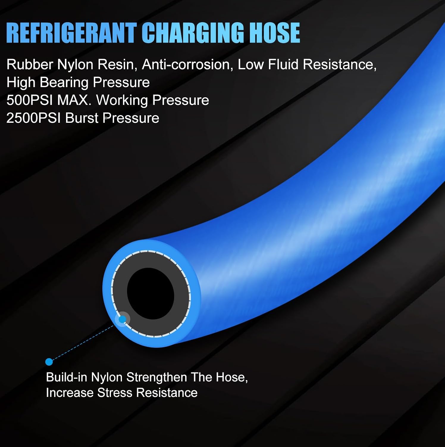 JIFETOR AC Charge Hose with Gauge, Car R134A Refrigerant Recharge Kit, Auto Air Conditioning U Charging Hose Low Pressure Measuring Meter with 1/2 inch Can Tap and R134A Quick Coupler, 100PSI