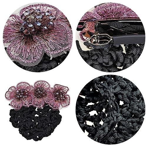 3 Pack Cubierta de Broche para Moño con Red de Flores para el Pelo para Mujeres, Accesorios para el Pelo para Cabello Grueso y Delgado miniatura 3