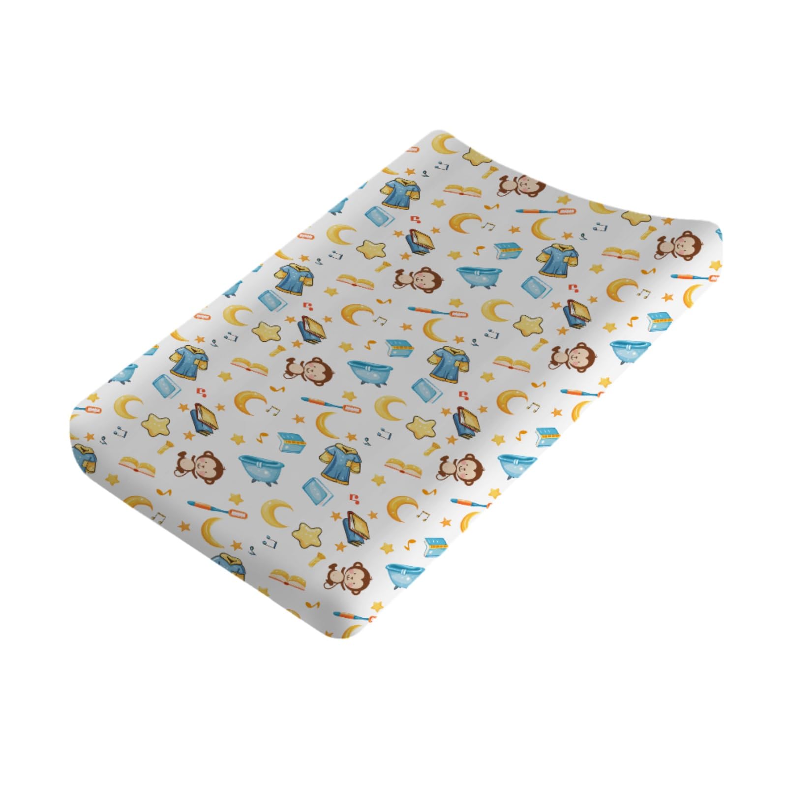 Monkey Stars Moon Baby Changing Pad Covers,Unisex Fitted Changing Pad Cover for Baby Girls Boys,Comfortable Breathable Baby Changing Table Pads Sheets,Polyester Easy Care Diaper Changing Pad Covers