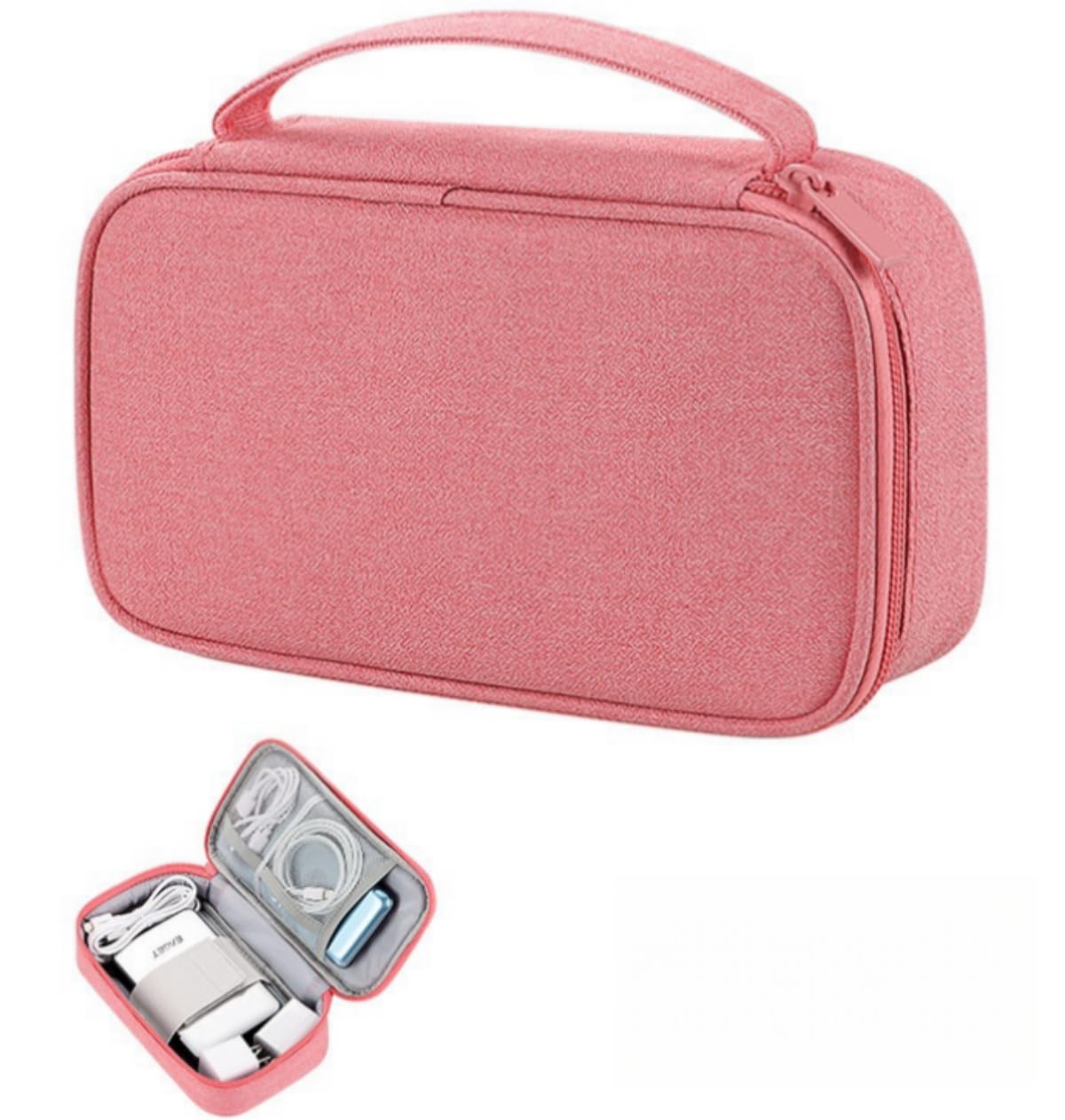 NQQNQQ SA-U Portable Electronics Organizer Travel Case - Cable, Charger, and Cords Carrying Pouch for Power Bank, Hard Drive, and Tech Accessories - Compact Travel Tech Bag. (Pink, Medium)