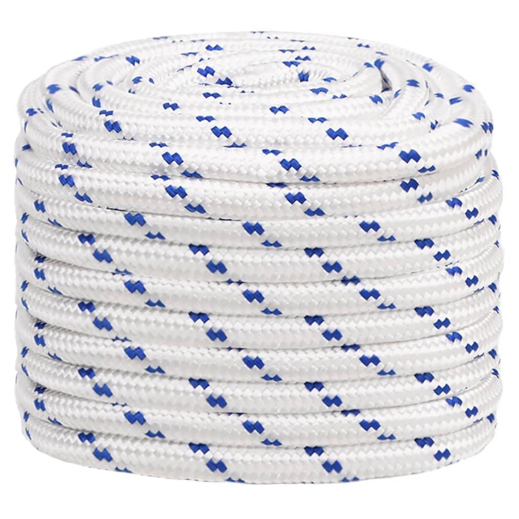 vidaXL Boat Rope Anchor Line Braided Cord UV Resistant Ship Marine Yacht Coil Rope Abrasion Resistant White 20 mm 50 m Polypropylene