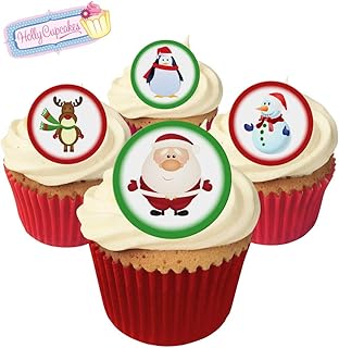 24 Fabulous Pre-Cut Edible Wafer Cake Toppers: Christmas Characters