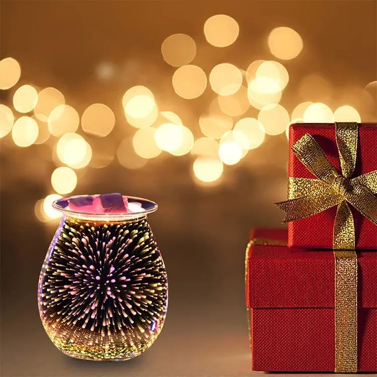 Dicimi 3D Candle Candle Warmer, Electric Oil Burner, Fragrance Warmer for Home Office Bedroom Living Room Present and Decorations (3D Fireworks) - Thumbnail 3
