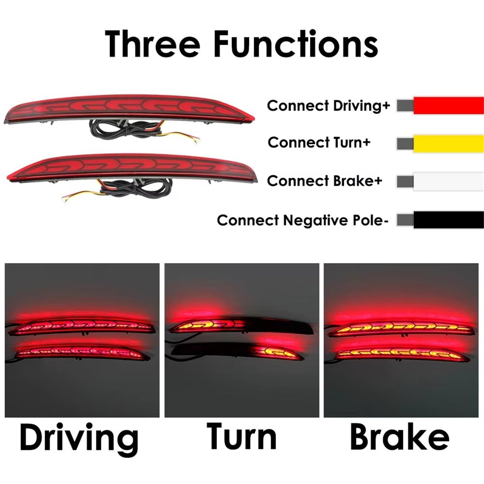 Luz Freno Trasera LED Luces Reflectoras Parachoques Trasero 2 Piezas para Hyundai para Xcent I10 2018 LED Freno Conducción Traseras Individuales 12V Rojo Tercera Luz Freno Alto Nivel
