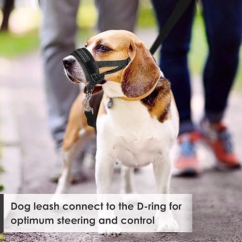Miniatura 8 de SlowTon Bozal suave para perro, bozal de nailon acolchado ajustable para perros grandes y medianos, antimasticación, ladridos y mordeduras, permite
