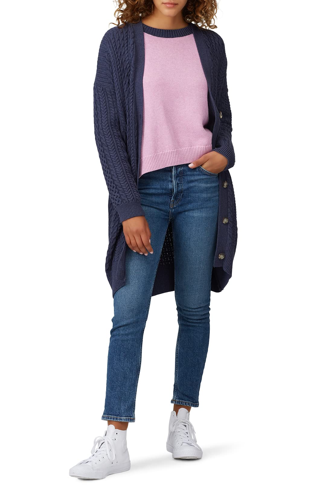 525 AmericaRent The Runway Pre-Loved Blue Cable Cardigan