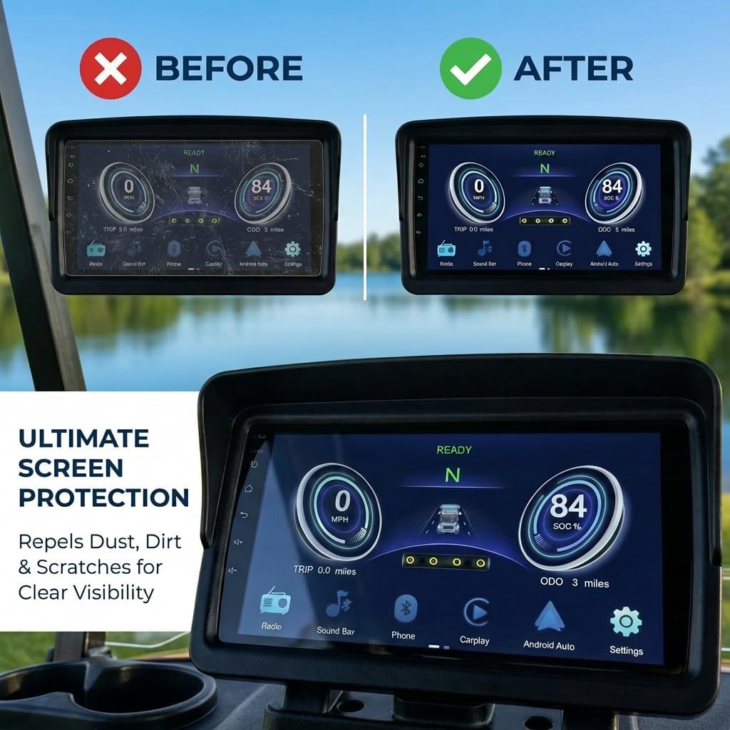 2-Pack Screen Protector for Evolution Golf Cart 9 Inch Display - [Combo: 1 Matte Anti-Glare + 1 HD Clear] - Tempered Glass Accessories for D5 Maverick 4 Plus Touchscreen (Combo: HD + Matte (2-Pack), 9 Inch)