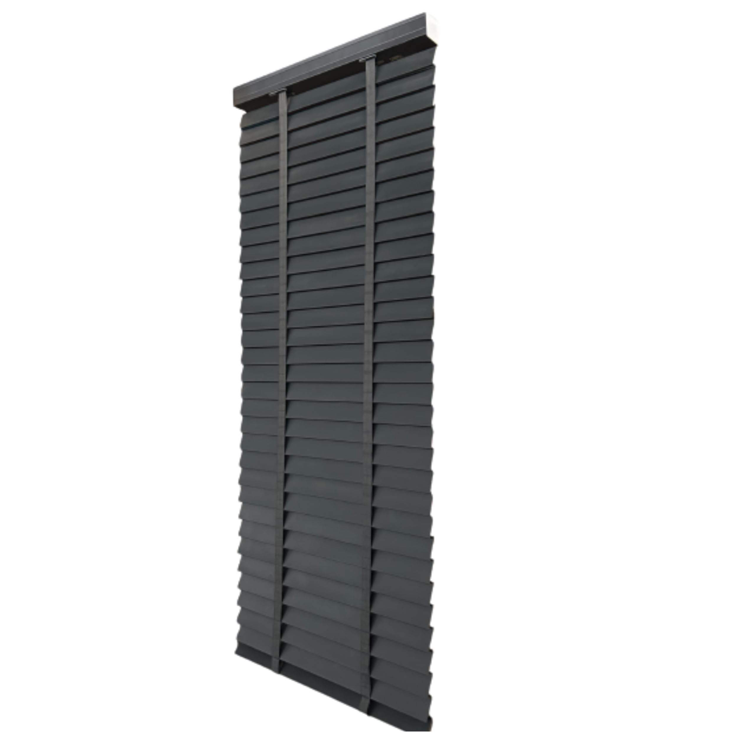 Ruby deals Tape Fauxwood wooden Grain venetian blinds 50mm Embossed Slats Trimmable Easy fit Windows blind Included Fittings 165cm width x 213cm Drop dark grey