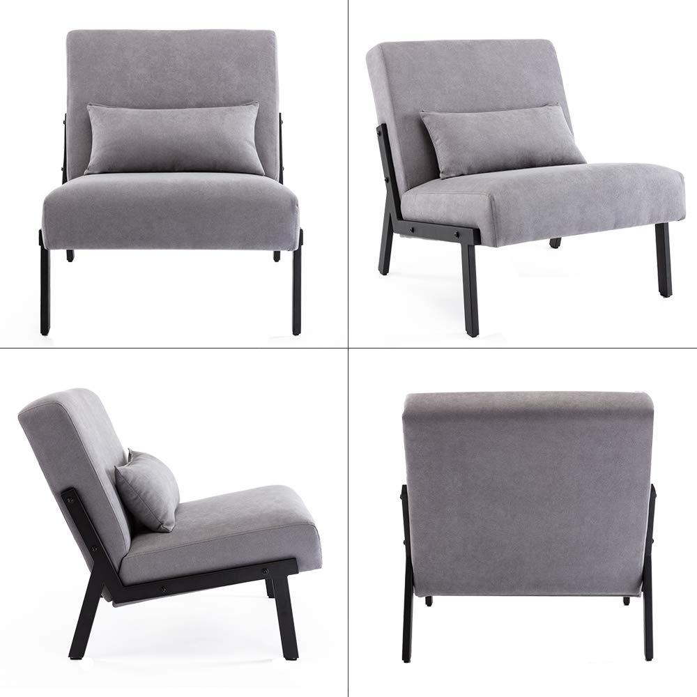 Mingone Sessel Wohnzimmer Schlafzimmer, Einzelsofa Cocktailsessel Modern Loungesessel 1 Sitzer Polstersofa Leinen Stoff mit Schwarz Metallbeinen für Wohnzimmer Schlafzimmer bis 120kg (Taupe*2)