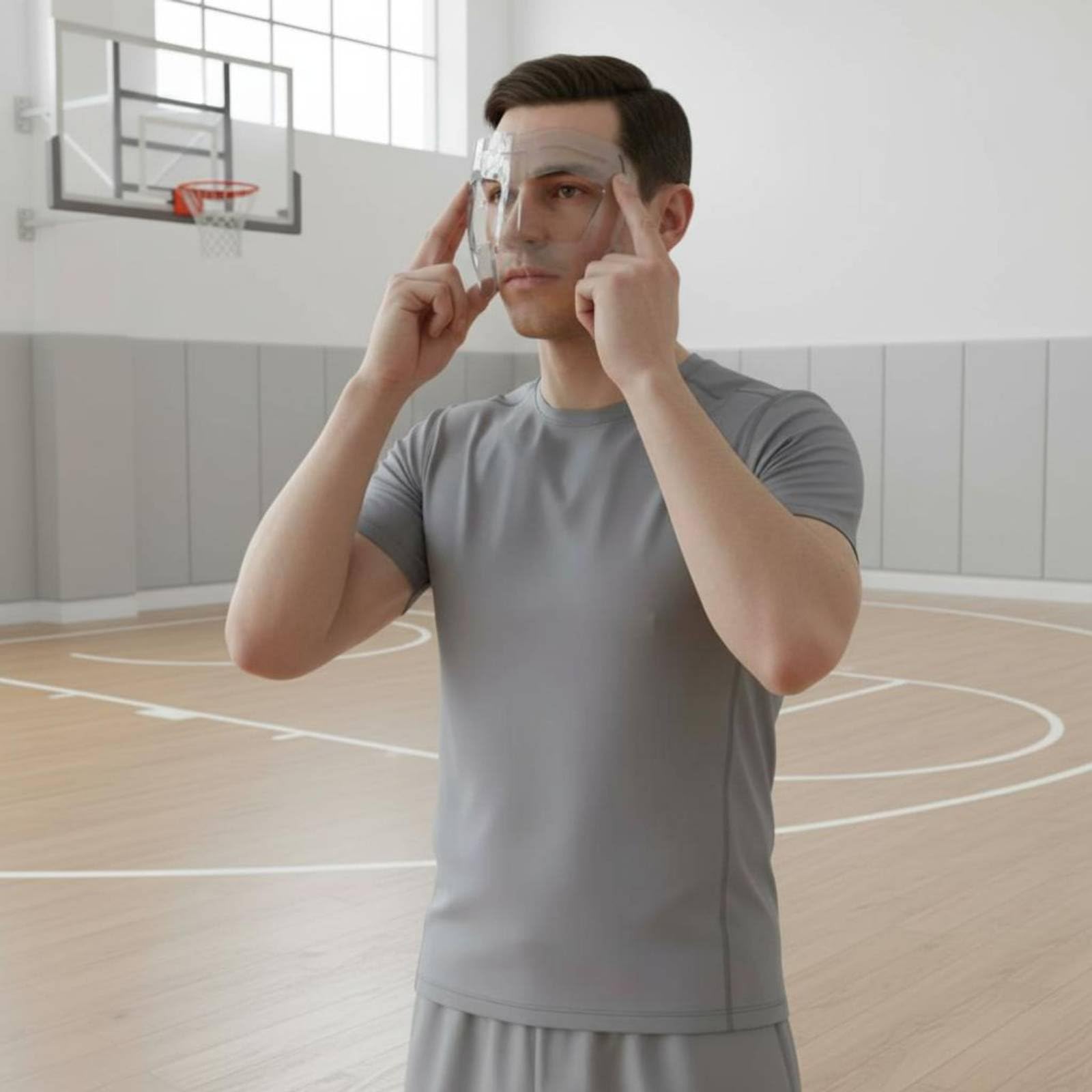 Protector Nasal Deportivo Ergonómico Protector Facial Anticolisión Transpirable Nasal Transparente para Fútbol