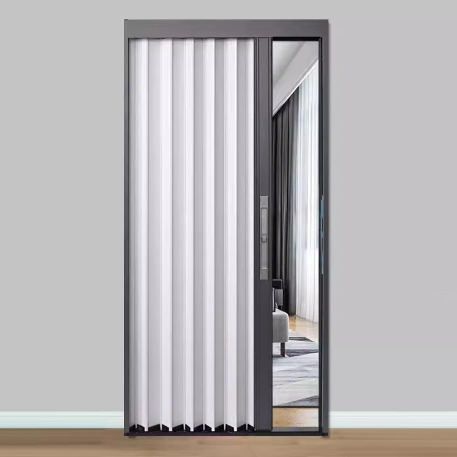 Multifold Accordion Folding Doors, Space Saving Interior Closet/Bedroom/Kitchen Sliding Door, Aluminum Bi-Fold Door with Lock and Keys, Easy to Install, Customizable(D,24X40IN(61X101CM))