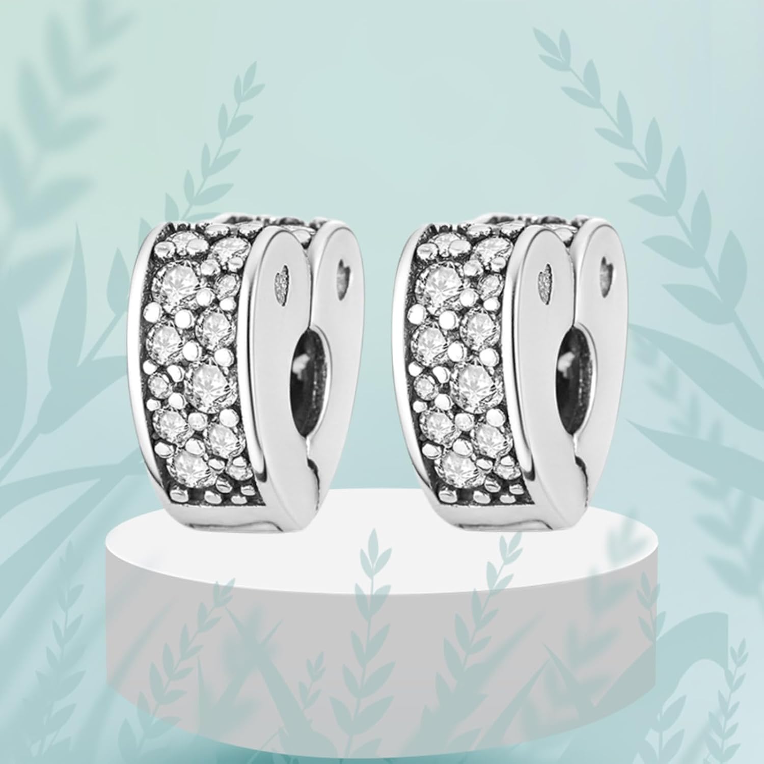 925 Sterling Silver Shining Love Charms Clips Set 2 Per Pack Fit Women Bracelets - Image 4