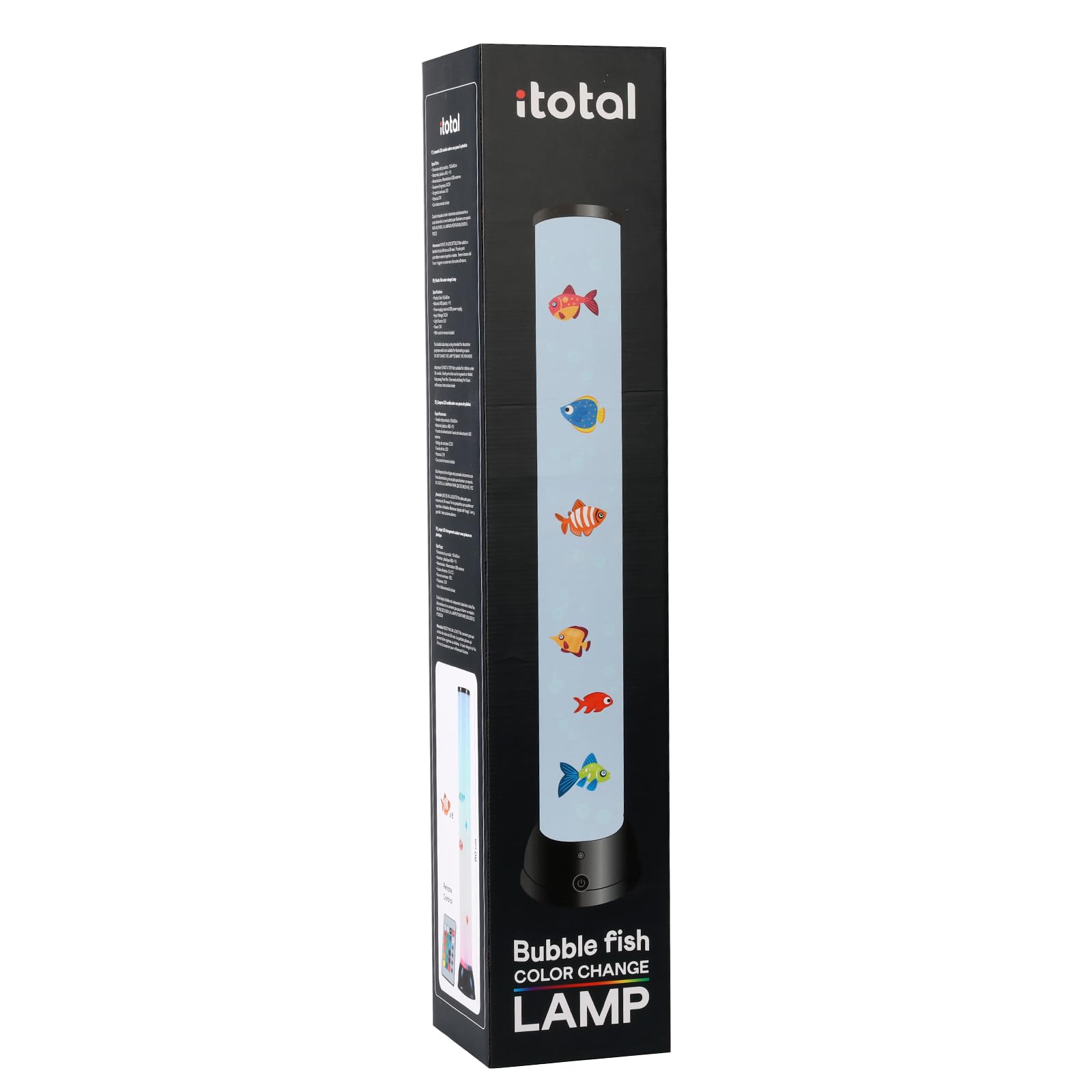 I-TOTAL® - Lampada LED con pesci a forma cilindro, cambiacolore rotonda 80 cm