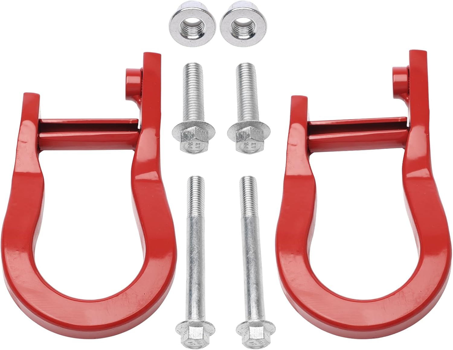 AA Ignition Front Tow Hook Recovery Shackles Set of 2 Compatible with Chevy and GMC - 2007-2019 Silverado 1500, Silverado 1500 LD, Sierra 1500, Sierra 1500 Limited - Replaces 84192871 - Red