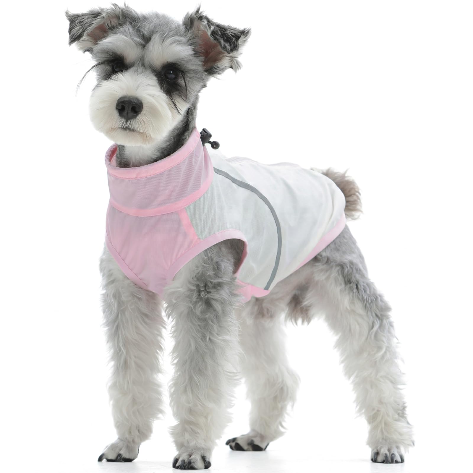 Kuoser - Camiseta de protección solar para perros, UPF50+ Chaleco para perros pequeños, Camiseta de protección solar transpirable para cachorros con cremallera y bandas reflectantes para verano y