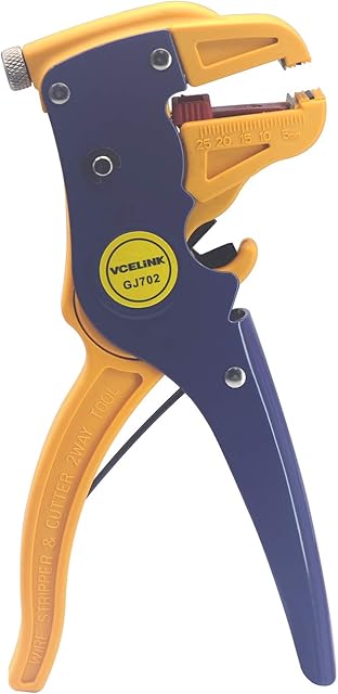 VCELINK Automatic Wire Stripper and Cutter, Electrical Cable Stripping Tool Adjustable for 14-24 AWG Cables with Eagle Nose 7 Inch (GJ702)