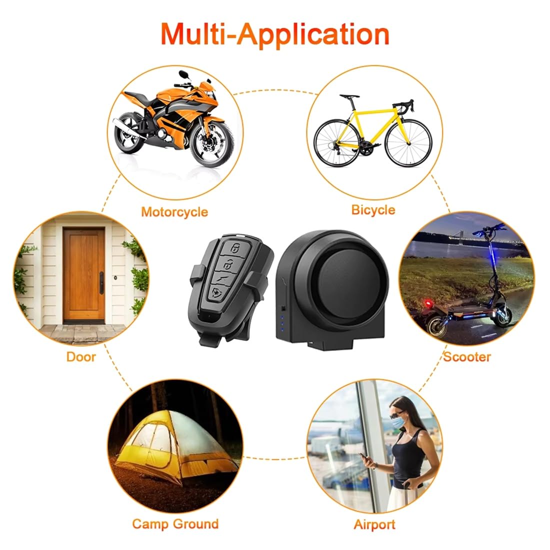 di Sicurezza Antifurto per Bicicletta con Wireless e Sensore, Ricaricabile USB, 2 Pezzi per Moto
