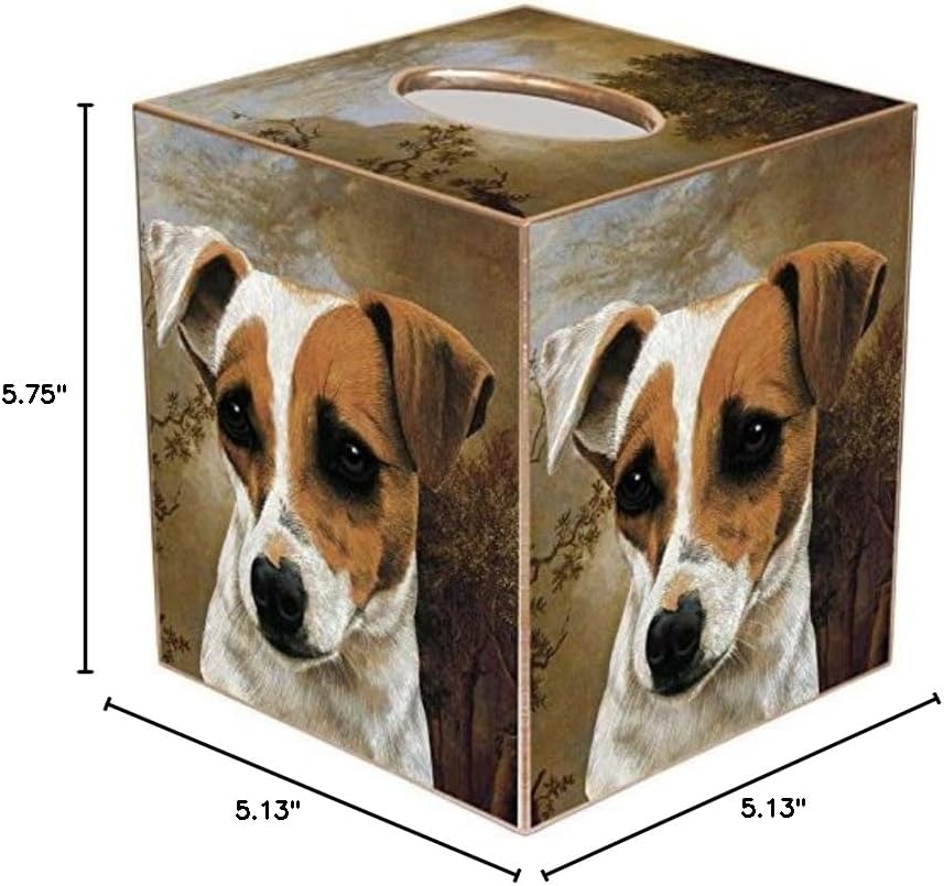 Jack Russell Terrier Paper Mache Tissue Box Cover