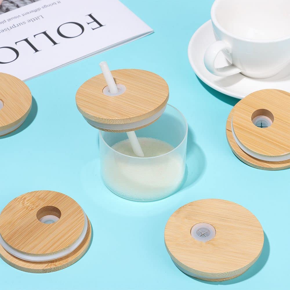 Coperchi In Bambù Per Barattoli - 4 Pezzi Con Guarnizione Silicone