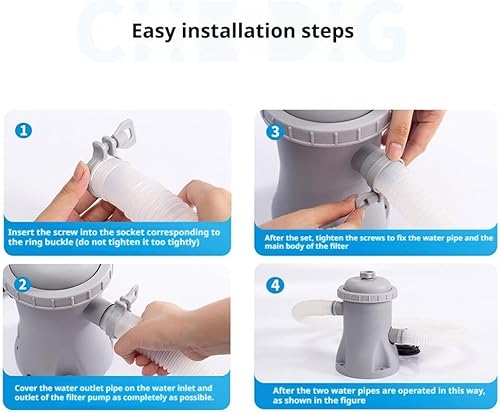 Miniatura 6 de Bomba de filtro de piscina sobre el suelo de 330 GPH - Bomba de piscina pequeña y kit de filtro con bajo ruido y 2 bombas de filtro de piscina para