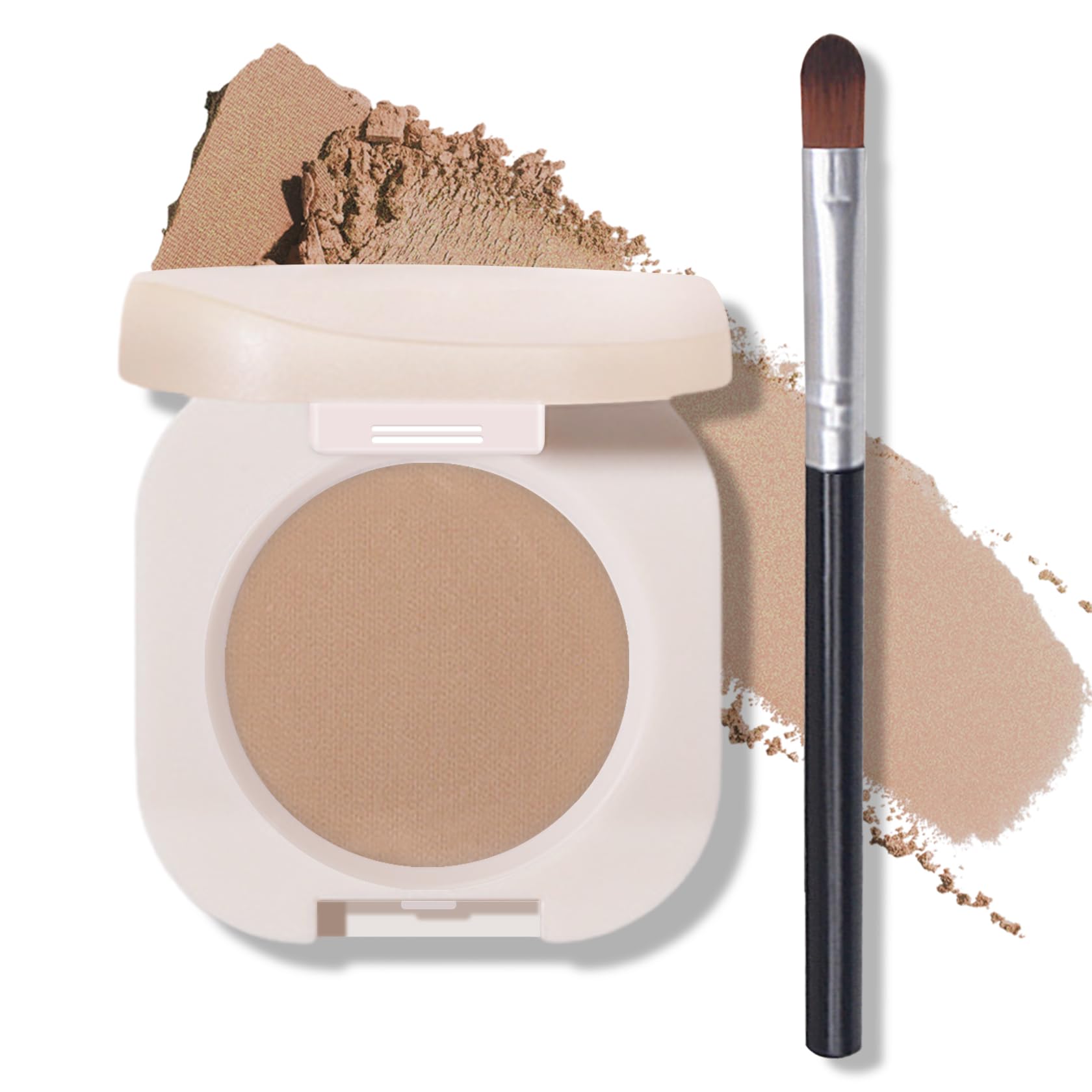 QIUFSSE Single Nude Eyeshadow, Matte Brown, Ultra Fine Smooth Powder, Long Lasting High Pigment, Daily Korean Eyes Makeup (Milk Tea)