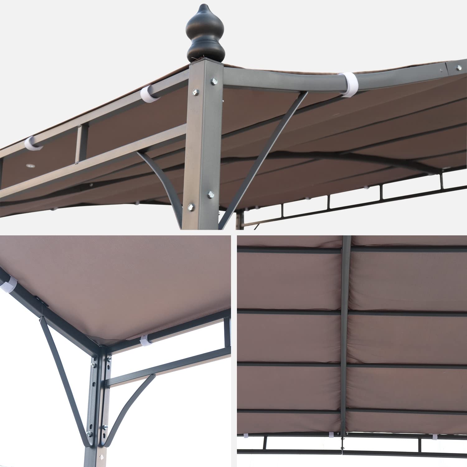 Pergola adossée 3x2.5m Brestum Toile Taupe Murale