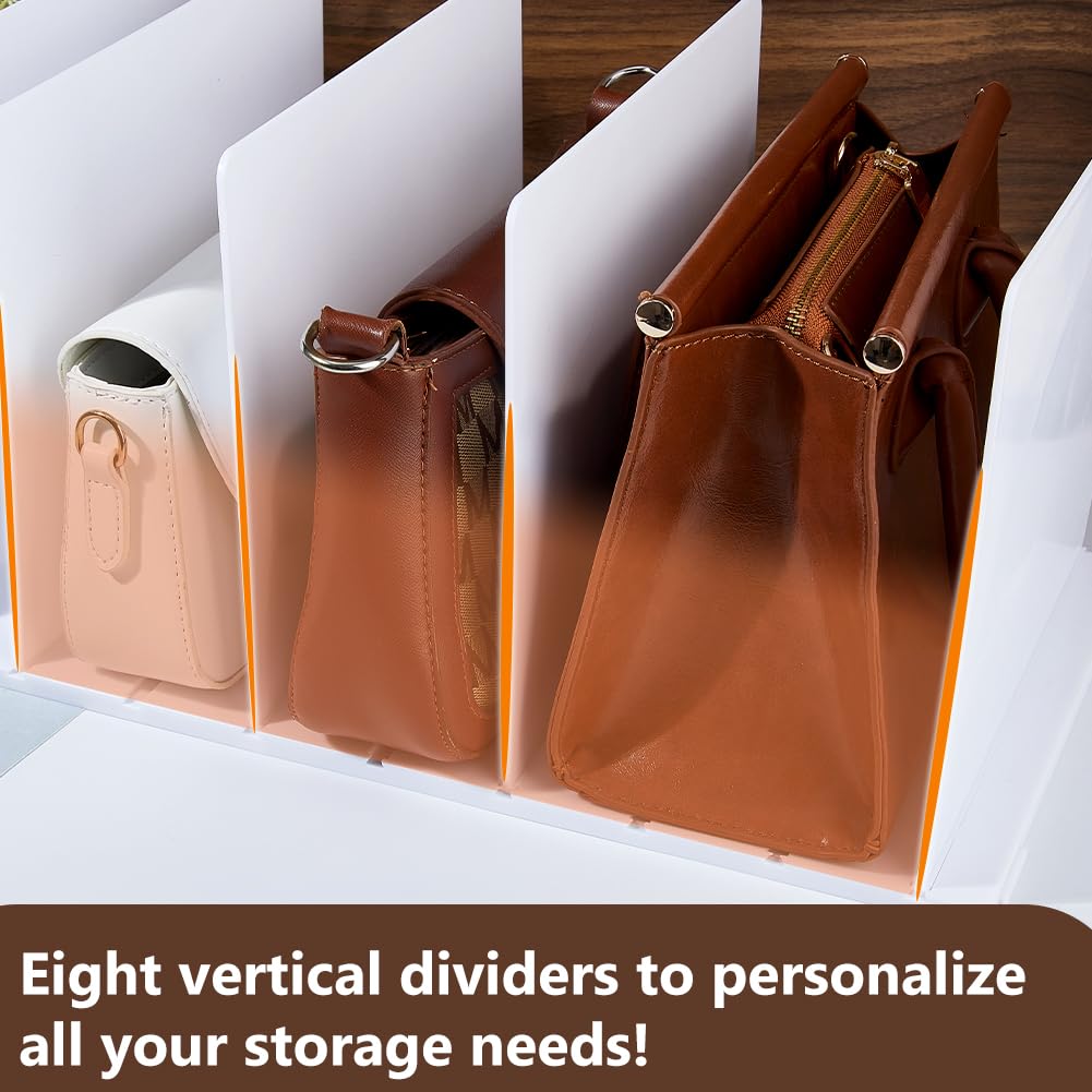 DICOSMETIC Organizador de bolsos ajustable de 4 capas para el armario blanco ajustable separador de estantes 24 x 40,8 x 20,5 cm estante de almacenamiento de bolsos para armarios organizador de bolsos