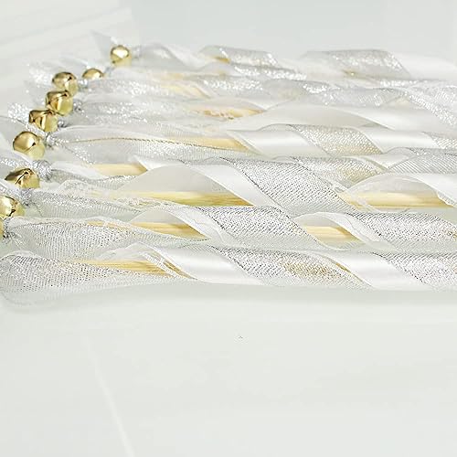 Miniatura 6 de LAPUDA 40 varitas románticas de grano para boda, cañas de la suerte, encaje para iglesia, varillas de madera, varillas de cinta de encaje con