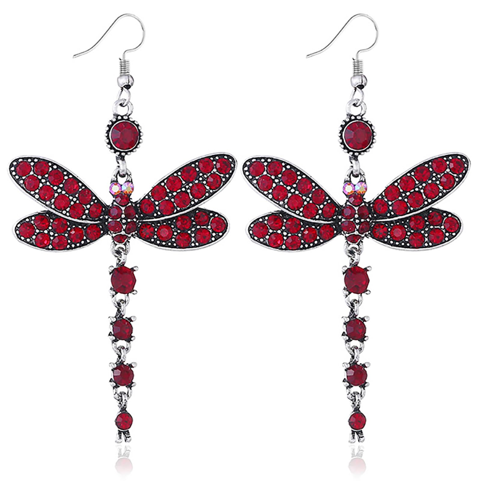 Gleamart Dragonfly Earrings Boho Style Color Rhinestone Dangle Earrings for Women