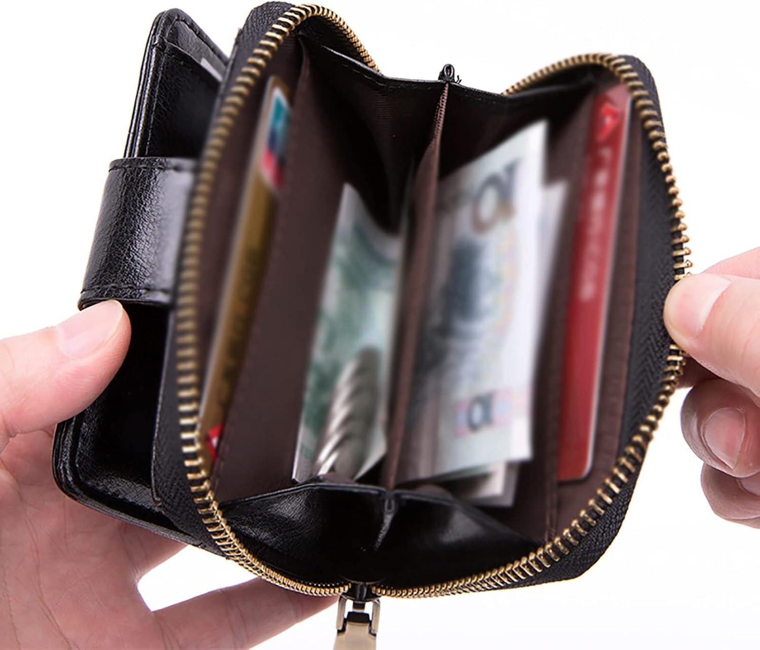 Card Pouch Multifunctional Coin Purse Organ Zip Card Case Men and Women PU Anti-Theft Swipe Credit Card Case Card Cases