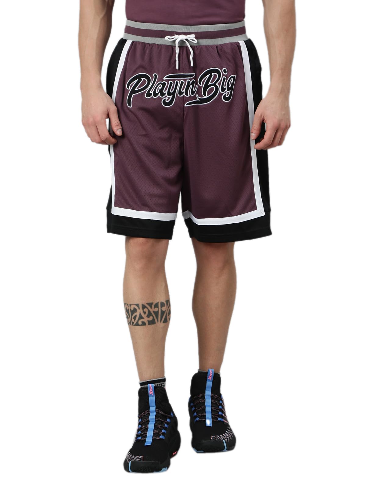 xtep XBALL Payingbig Series, Loose Fit, Knitted Short, 100% Polyester, Regular Fit, Knitted Long Shorts, Superior Comfot Basketball Shorts for Men - Purple, Black-picture-54