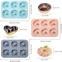 Vista 2 de Paquete de 3 moldes de silicona para donas para hornear donas, molde de silicona para panqueques, molde antiadherente para donas, muffins