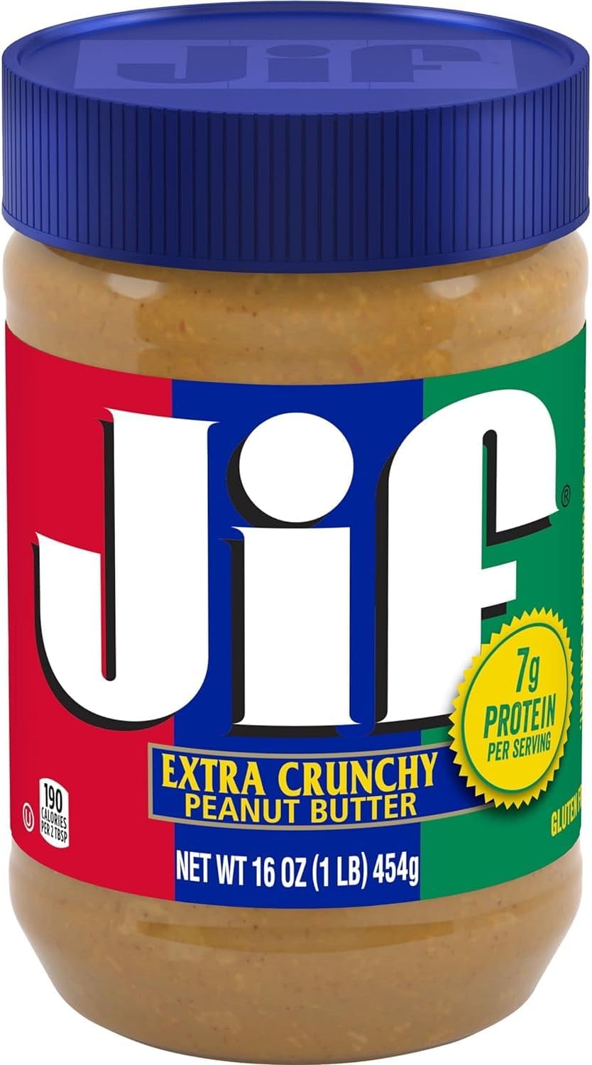 JIF Extra Crunchy Peanut Butter โข Bold Crunch, Unmatched Taste, 16 oz โฎ 454 g, 12 Pack ุฒุจุฏุฉ ุงูููู ุงูุณูุฏุงูู ุงูู
ูุฑู
ุดุฉ ุงูุฅุถุงููุฉ ู
ู ุฌู ุขู ุฅู - ู
ูุฑู
ุดุฉ ุฌุฑูุฆุฉ ุจุทุนู
ูุง ู
ุซูู ูู