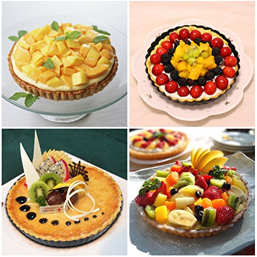 Foto von WisFox 2 Pack Non-Sticks 8,8 Zoll Quiche Tart Pfanne, abnehmbare Loose Bottom Tart Pie Pan, Runde Tart Quiche Pfanne mit abnehmbaren Basis