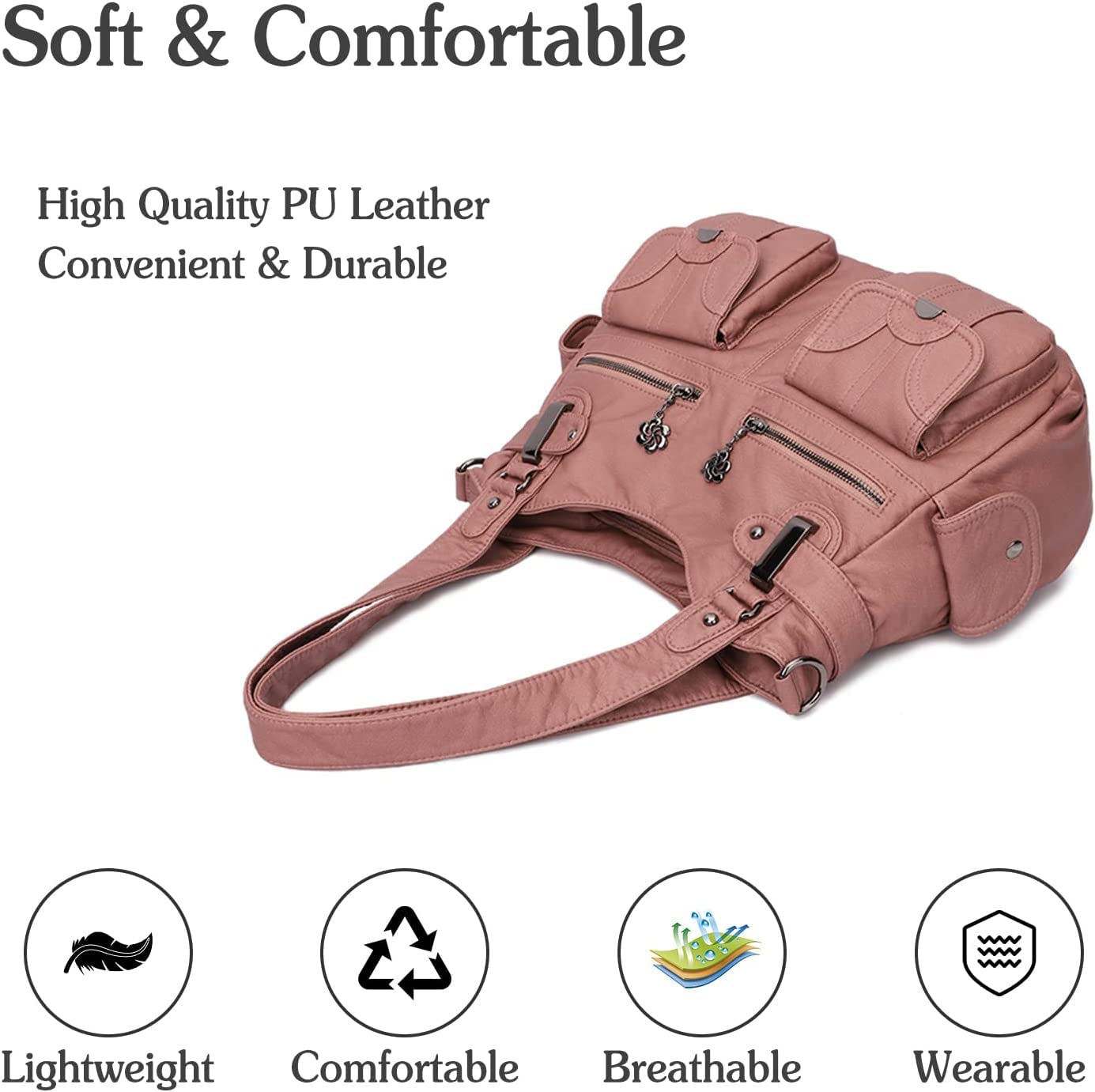 FANDARE Duże torby noszone na ramię damska torba na ramię wodoodporna torba ze skóry PU, na zakupy, impreza, szkoła, podróż crossbody hobo