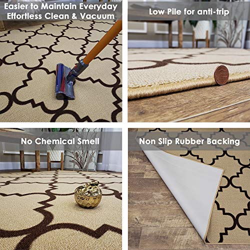 Rubber Backed Hallway Runner Rug, 31 X 120 Inch, Trellis Grey, Non Slip, Kitchen Rugs And Mats #TOP1