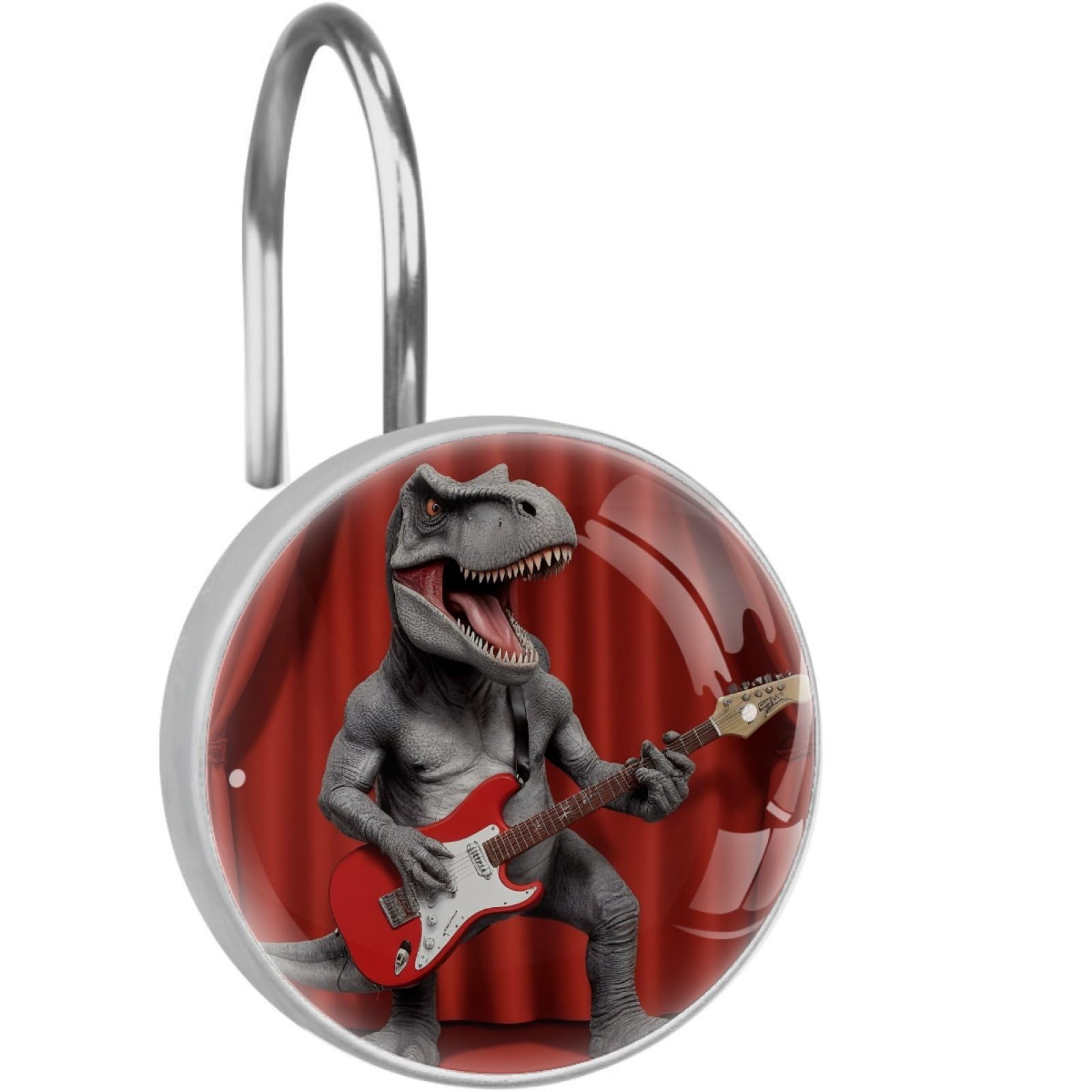 VAPOKF Decorative Shower Curtain Hooks, Funny Dinosaurs Rustproof Stainless Steel Shower Curtain Rings for Bathroom, Shower Curtain Hangers for Shower Rod, 12 Pack