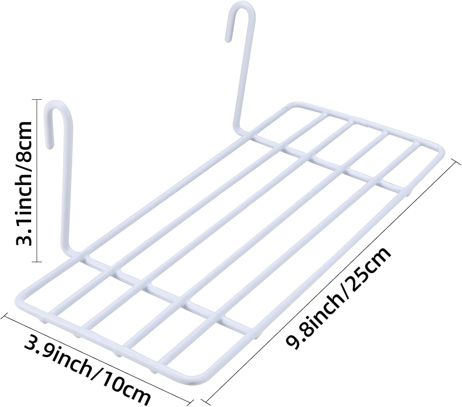 Yaegoo 8 Pack Grid Wall Shelves, White Wire Straight Shelf with Hook, Hanging Shelf for Home Supplies, 9.8" L x 3.9" D