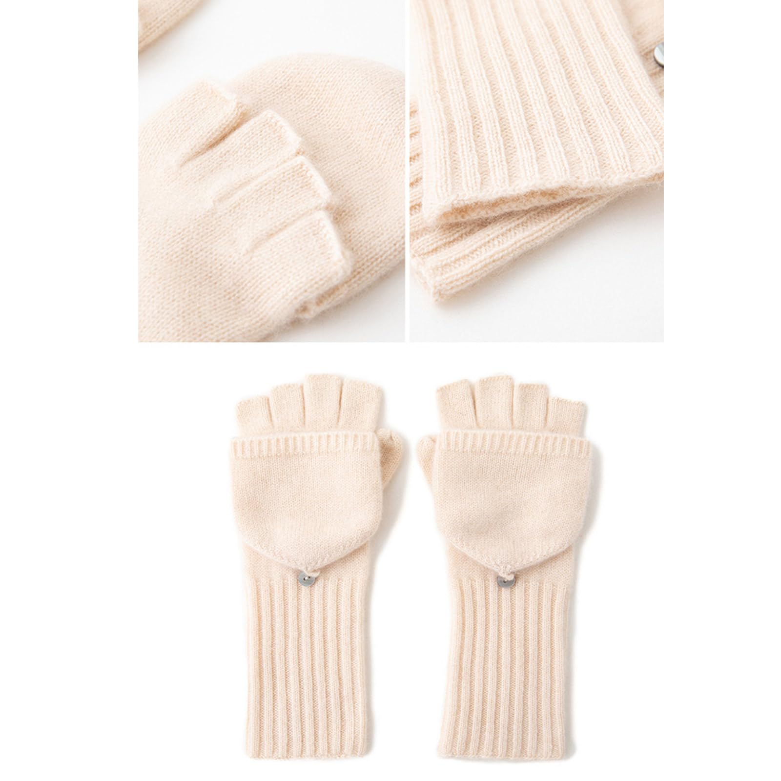 Guantes de invierno unisex de mezcla de lana, medio dedo con parte superior enrollable, para ciclismo al aire libre, accesorio de mano, accesorio de invierno, diseño unisex, mezcla de lana de