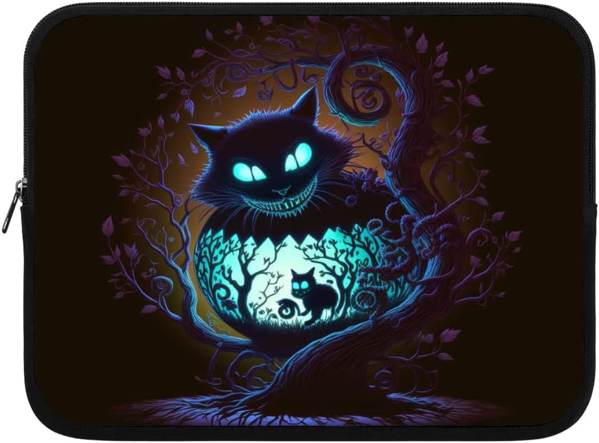 Creepy Cat iPad Sleeve - Art Tablet Sleeve - Cartoon Carrying Case - 13 inches