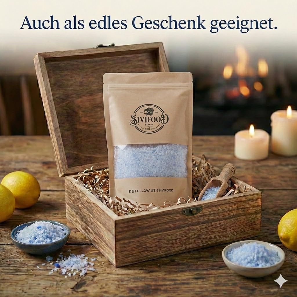 SIVIFOOD sale blu grosso 600g - cristallino blu, da cucina, gourmet a grana per macinaspezie in regalo, sale a grana per macinasale in regalo blue salt