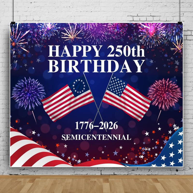 Telón de fondo USA 250 aniversario 10x8ft bandera y fuegos miniatura 1