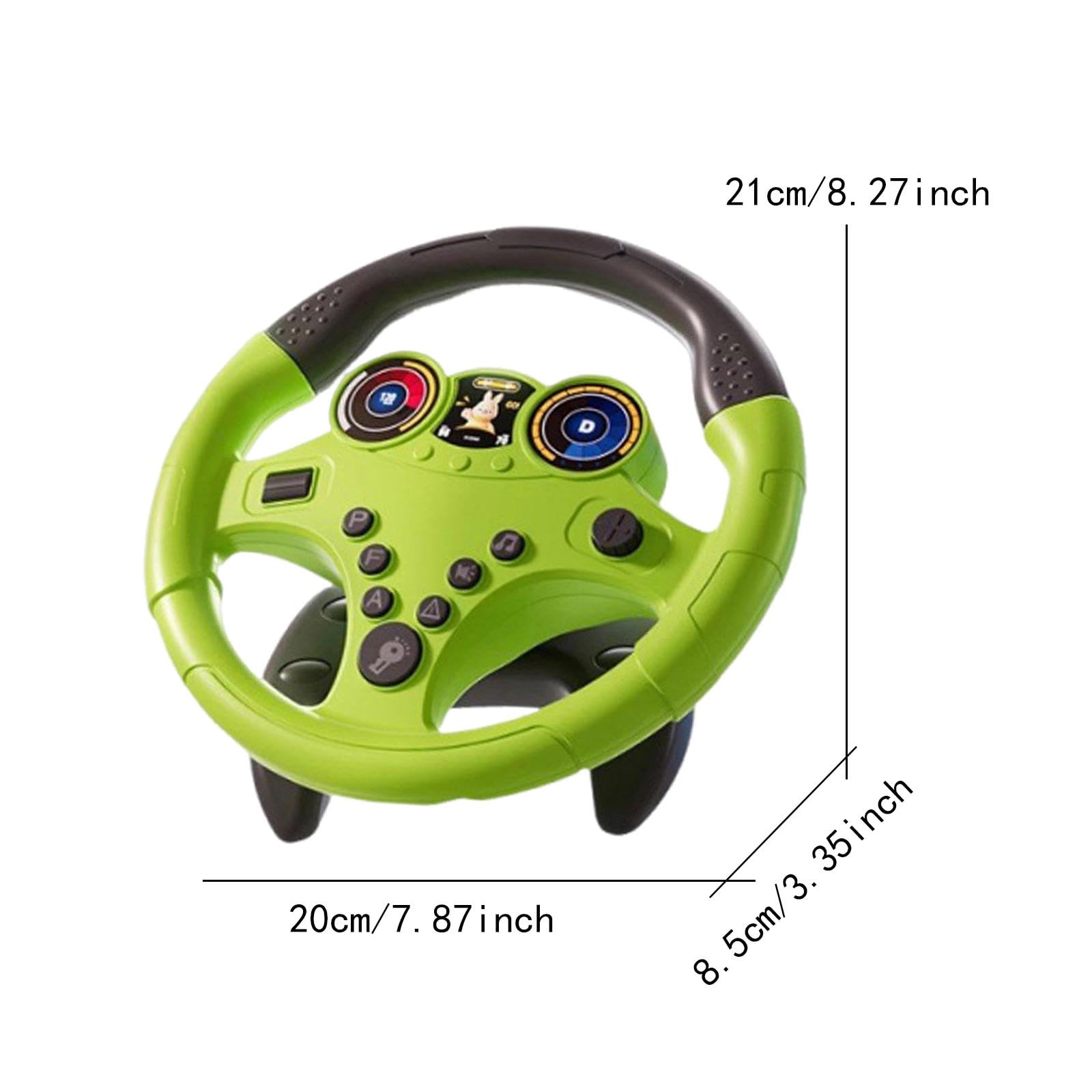 Volante Giocattolo di Simulazione, Volante Musicale per Bambini, Gioco di Ruolo con Suoni Elettrici, Ventosa E Cinturino, Adatto per Viaggi E Momenti, Grande Base Verde, Taglia unica bambino