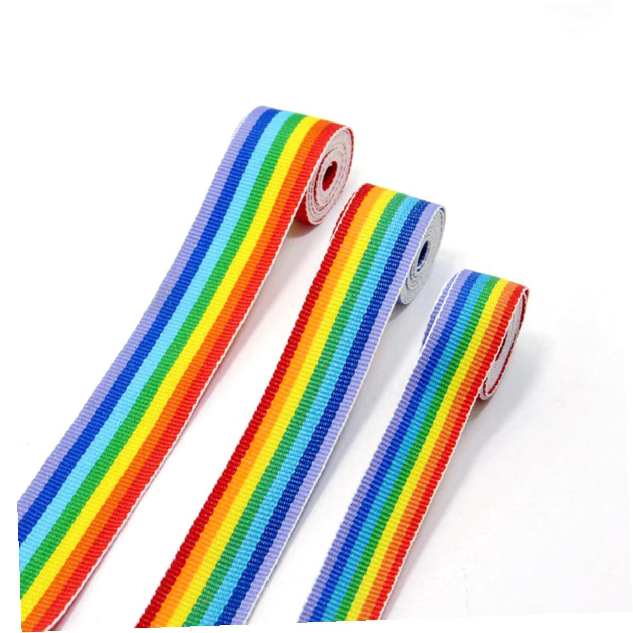 jojofuny 2 Rollen Polyester Regenbogenfarbband Breit Yards Strapazierfähiges Webband mit Buntem Regenbogenmuster als Rucksackriemen für Kleidung und Diy Bastelprojekte