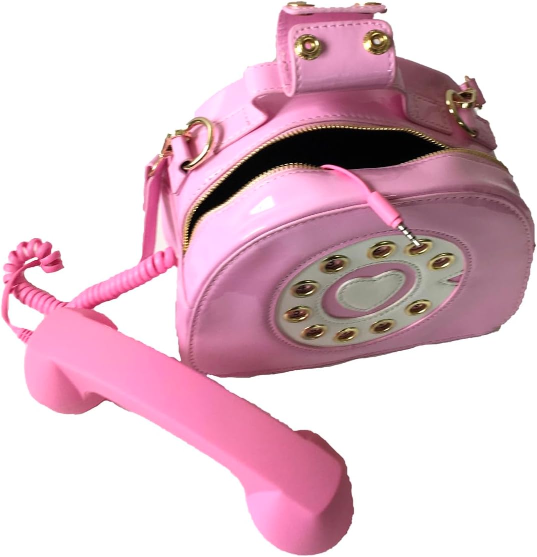 Ring Me Retro Rotary Phone Crossbody Handset Works!, Bubble Gum Pink