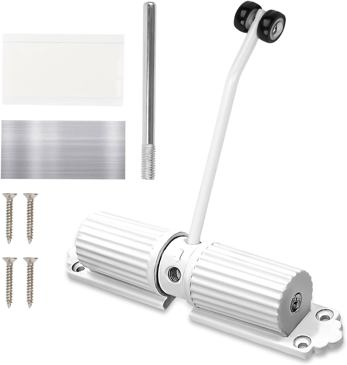 Automatic Spring Door Closer, Gate Spring Closer Adjustable Gate Closer, Soft Door Closer Heavy Duty with Rod and Screws Door Spring, Door Closers for Interior Door Commercial & Home Use (White)