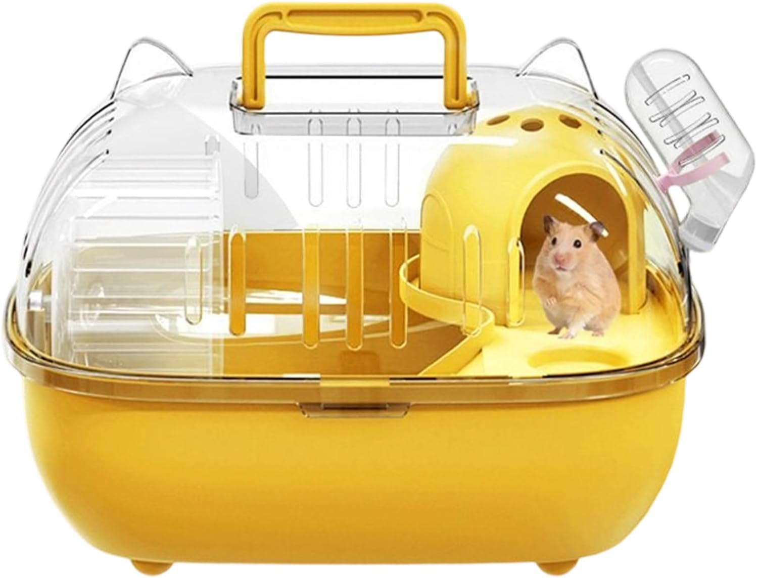 Hamster Travel Carrier, Transparent Cover Outing Cage, Small Animal Cage, for Rabbits Rodents Lizards Transport Short Trip Car Outing Picnic